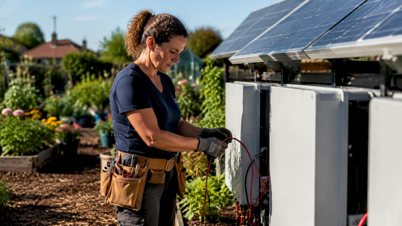 Home rooftop solar battery backup installation