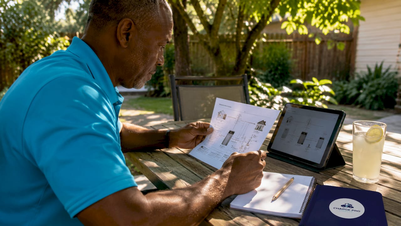 Man reviewing home backup power plan