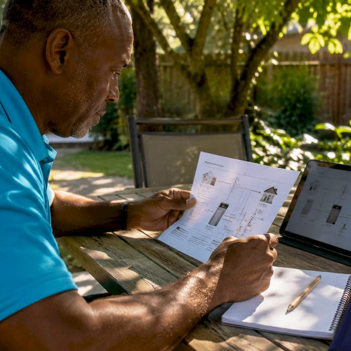 Man reviewing home backup power plan