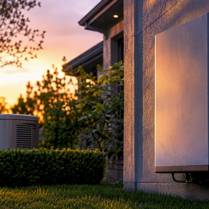 Home battery and standby generator outdoors