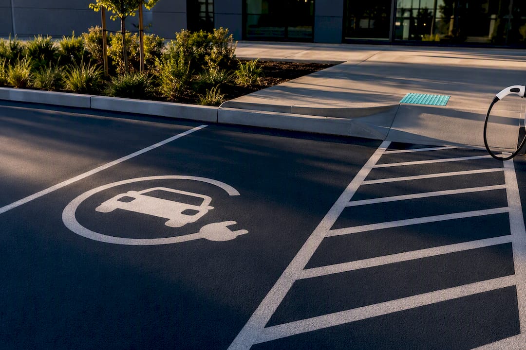 Accessible EV charging space with clear access aisle