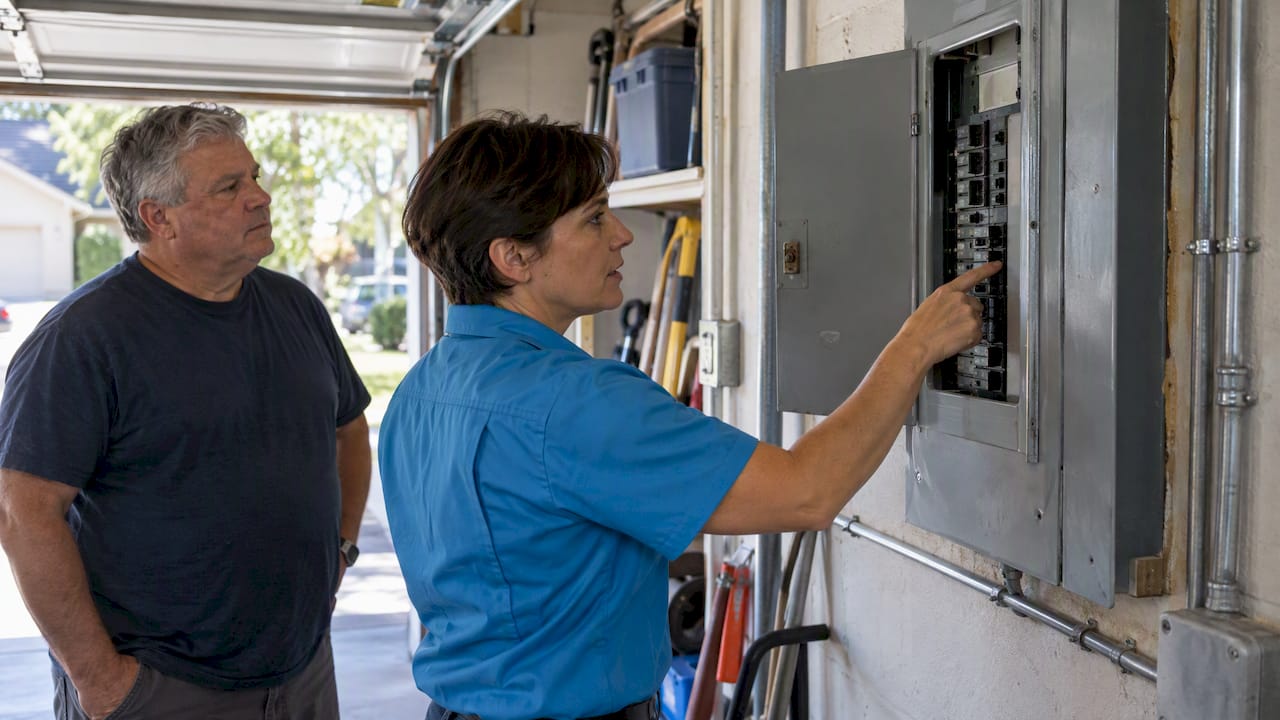 Electrician reviewing home EV charger load