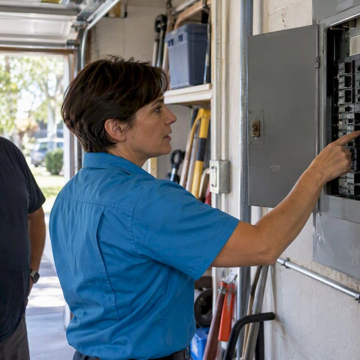 Electrician reviewing home EV charger load